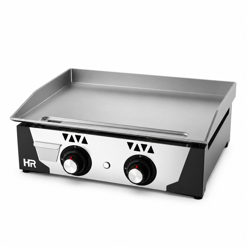 Plancha a gas HR Fainca PLC6100 de acero laminado sobre fondo blanco