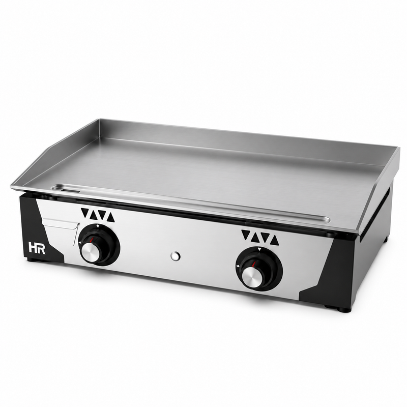 Plancha a gas HR Fainca PLC8100 de acero laminado sobre fondo blanco