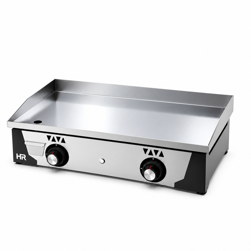 Plancha a gas HR Fainca PLC8100CR cromo 15 mm sobre fondo blanco