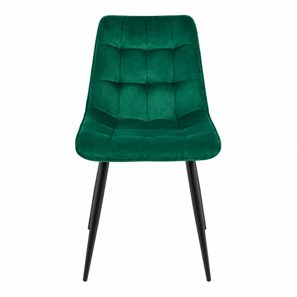 Silla Dénia DC060 de terciopelo verde, vista frontal