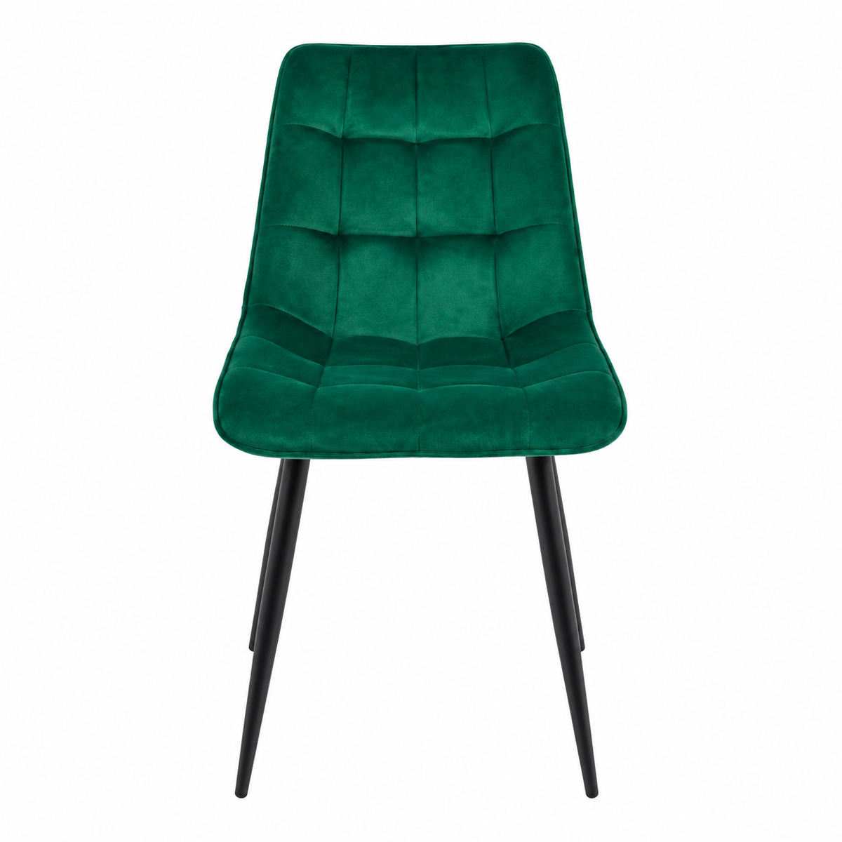Silla Dénia DC060 de terciopelo verde, vista frontal